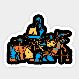 Drummer Musician Modern Art Style Sticker